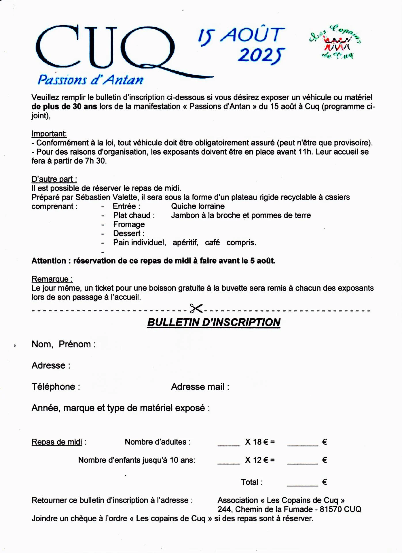 Cuq 2025 bulletin d inscription